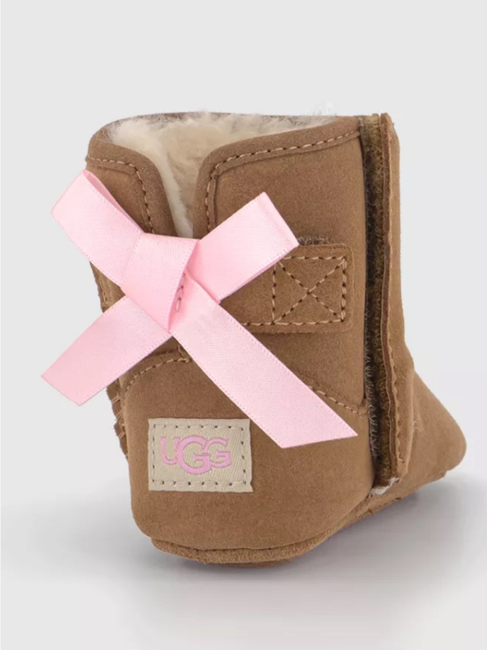 UGG baby toddler Chestnut Jesse 2 Boots with Pink Bow